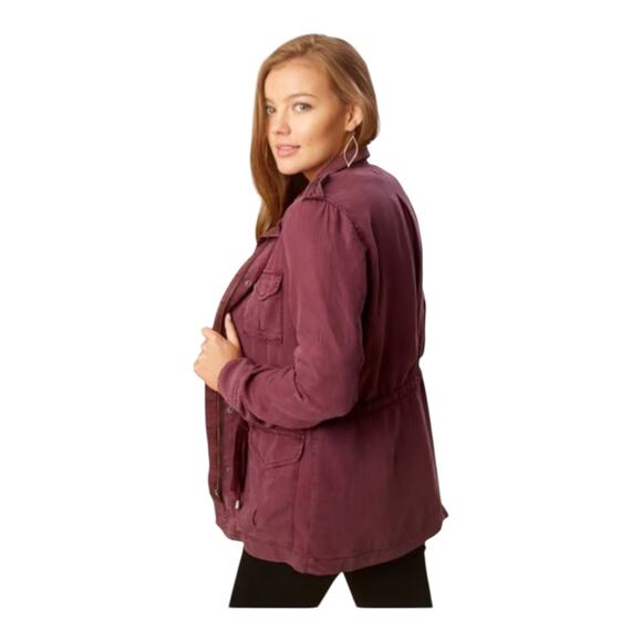 Altar’d State Mauve Raw Hem Peplum Utility Jacket Women’s Size L Lightweight - Picture 3 of 13
